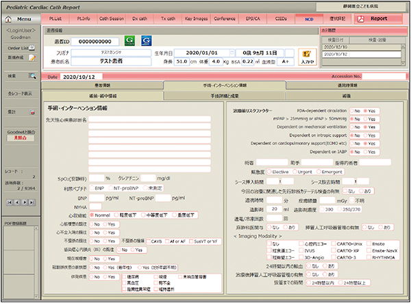 図2　小児カテーテルレポート（JCICレジストリ：術前・術中情報）